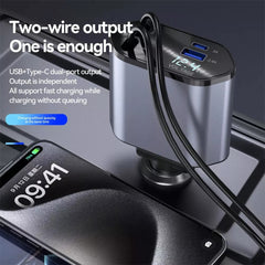 Retractable Car Charger 120W USB&Type C Cable For Phone Fast Charge Adapter - Otaj Gifts