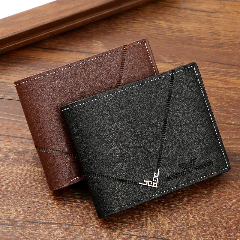 Men's Simplicity Fashion Multi-card-slot Lychee Pattern Short Wallet - Otaj Gifts
