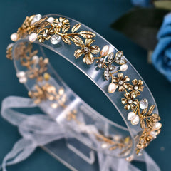 Freshwater Pearl Leaf Design Hair Band - Otaj Gifts