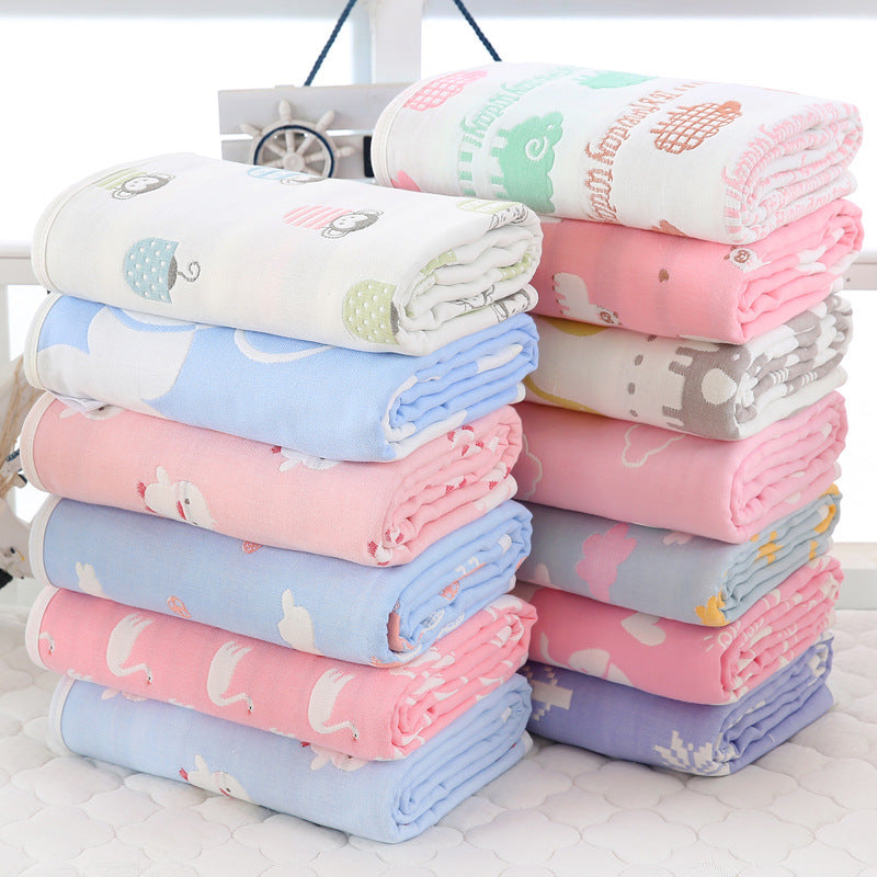 110 * 110cm baby bath towel cover blanket gauze children quilt quality baby children pure cotton 6 six layer gauze bath towel - Otaj Gifts