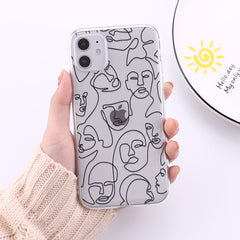Face art line color painting mobile phone case - Otaj Gifts