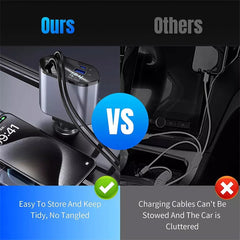 Retractable Car Charger 120W USB&Type C Cable For Phone Fast Charge Adapter - Otaj Gifts