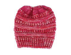 Mixed Color Knitted Wool Hat Ladies Non-labeled Ponytail Hat - Otaj Gifts
