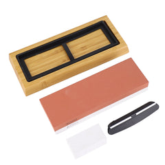Knife Sharpening Stone 3000 8000 Grit Red White Dual Sided Wooden Base Whetstone for Kitchen Home Restaurant - Otaj Gifts