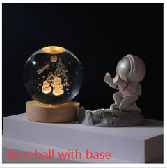 3D Crystal Ball Night Light Solar System Cosmic Theme LED Decoration Light Wooden Base Astronomy Nightlights Birthday Gift - Otaj Gifts