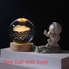 3D Crystal Ball Night Light Solar System Cosmic Theme LED Decoration Light Wooden Base Astronomy Nightlights Birthday Gift - Otaj Gifts