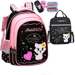 Kids School Cute Cat Print Backpack - Otaj Gifts