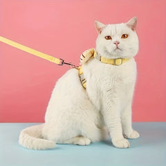 Cat Harness Leash Set With Cute Bee Plaid Cats Escape Proof - Adjustable Kitten Harness For Large Small Cats, Lightweight Soft Petsafe Harness Yellow Plaid Bee - Otaj Gifts