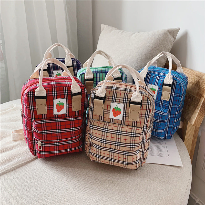 Fashion Mini cartoon checked children's backpack - Otaj Gifts
