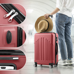 Curved Vertical Stripe 4-in-1 Trolley Case 16in 20in 24in 28in ABS Aluminum Alloy Tie Rod - Otaj Gifts