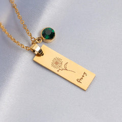 December Flower Birthday Stone Necklace Laser Birthday - Otaj Gifts