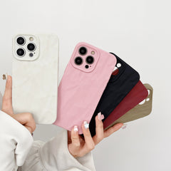 Simple Solid Color Pleated Pattern Phone Case Frosted Protective Cover - Otaj Gifts