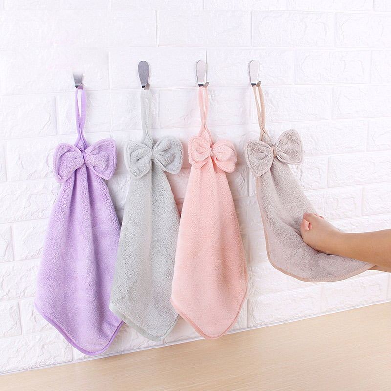 Coral velvet bow absorbent towel - Otaj Gifts