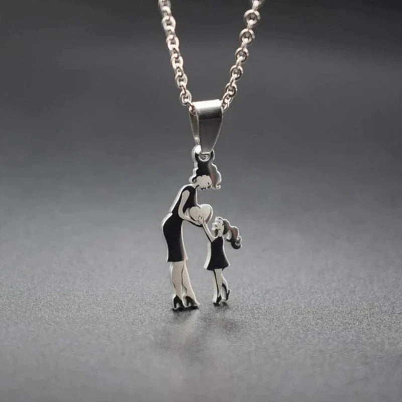 Stainless Steel Mother And Children Necklace Love Mom Son Daughter Pendant Necklace Family Gifts - Otaj Gifts