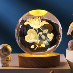 3D Crystal Ball Night Light Solar System Cosmic Theme LED Decoration Light Wooden Base Astronomy Nightlights Birthday Gift - Otaj Gifts