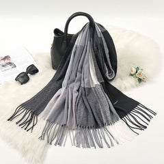 Autumn And Winter New Contrast Color Warm Cashmere-like Fashion Scarf - Otaj Gifts