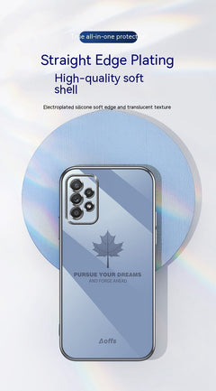 Straight Edge Electroplating Phone Case Maple Leaf Cell Phone Shell - Otaj Gifts