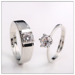 Diamond Ring Simulation Women's Ring Moissanite Couple Couple Rings SATINE Six-claw - Otaj Gifts