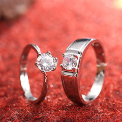 Diamond Ring Simulation Women's Ring Moissanite Couple Couple Rings SATINE Six-claw - Otaj Gifts