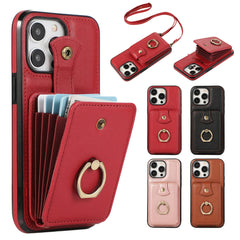 Suitable for iPhone 12/13/14/15/16 series crossbody card holder Faux Leather mobile phone case black/brown/red/rosy Golden 16promax mobile phone case 14promax15promax with card bag and long chain - Otaj Gifts