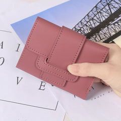 Pure Color Drawstring Tri-fold Ladies Purse Women's Coin Purse Clutch - Otaj Gifts