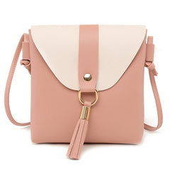 New Korean version of the contrast color female shoulder diagonal package PU soft face ladies bag - Otaj Gifts