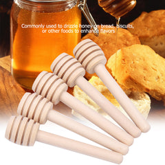 24Pcs Wooden Honey Dripper Stick Server Jam Syrup Drizzler Stirring Rod Kitchen Gadgets (8cm) - Otaj Gifts
