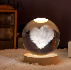 3D Crystal Ball Night Light Solar System Cosmic Theme LED Decoration Light Wooden Base Astronomy Nightlights Birthday Gift - Otaj Gifts