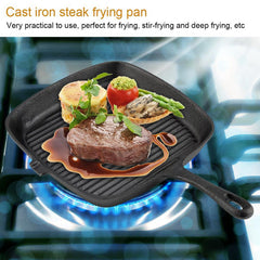 Cast Iron Steak Frying Pan Food Meals Gas Induction Cooker Cooking Pot Kitchen Cookware - Otaj Gifts