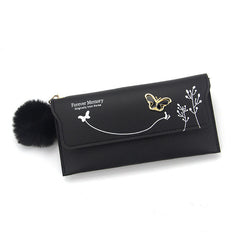 Fashion Ladies Long Hair Ball Bow Purse - Otaj Gifts