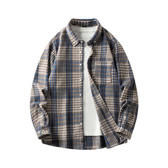 Cross-border Foreign Trade Men's Autumn And Winter New Plaid Plus Size Long-sleeved Shirt Casual Coat Thickened Flannel Shirt Men - Otaj Gifts