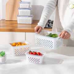 1Pc/3Pcs Fruit Vegetable Storage Containers for Fridge Produce Saver Containers with Lid Colander Refrigerator Organizer Bins Produce Keepers - Otaj Gifts