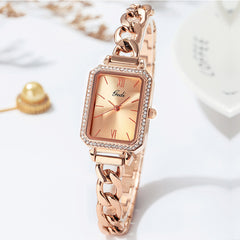 Luxury Rhinestone Denim With Small Green Watch - Otaj Gifts