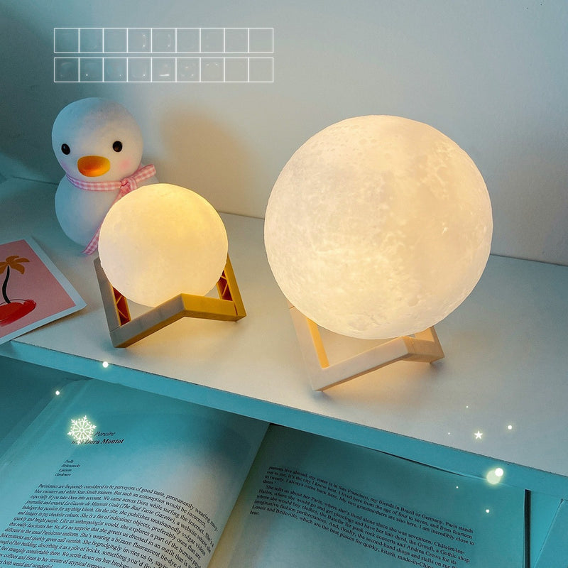 3D Print Rechargeable Moon Lamp LED Night Light Creative Touch Switch Moon Light For Bedroom Decoration Birthday Gift - Otaj Gifts