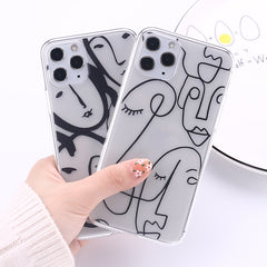Face art line color painting mobile phone case - Otaj Gifts