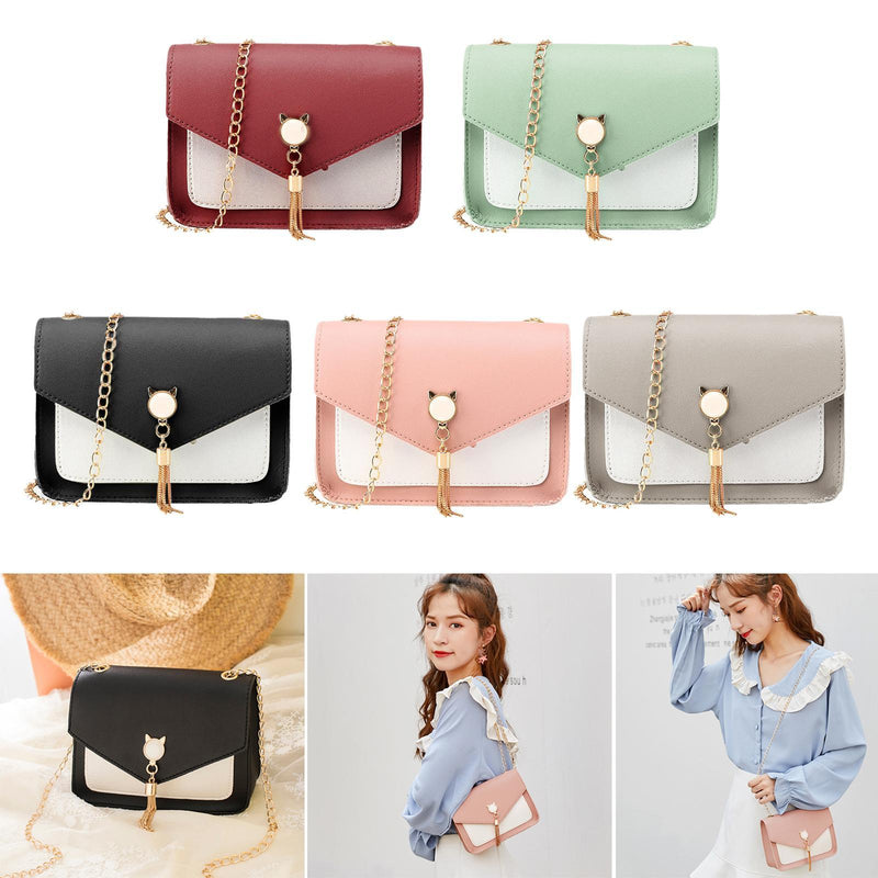 Small Messenger Bag New Sweet And Cute Cat Tassel Decoration Chain One Shoulder Small Square Bag Casual Messenger Bag - Otaj Gifts