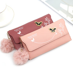 Fashion Ladies Long Hair Ball Bow Purse - Otaj Gifts