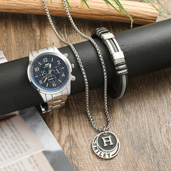 Men's Business Gift Holiday Birthday Gift Bracelet Necklace Watch Suit - Otaj Gifts