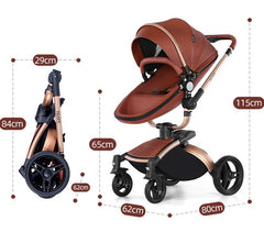 High Landscape Baby Stroller 360-degree Rotation 3-in-1 Basket Foldable - Otaj Gifts