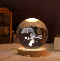 3D Crystal Ball Night Light Solar System Cosmic Theme LED Decoration Light Wooden Base Astronomy Nightlights Birthday Gift - Otaj Gifts