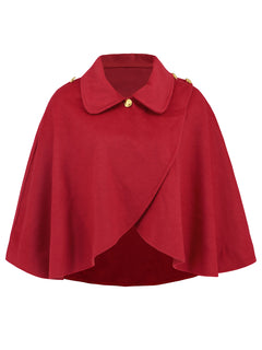 Fashion Solid Color Wool Cape Coat - Otaj Gifts