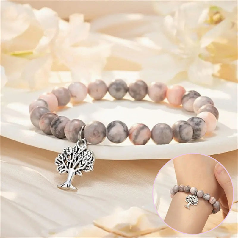 Fashion Natural Stone Pinkred Zebra Tree Of Life Gifts Big Little Sister Bracelet Birthday Jewelry Girls Braclet Gifta For Girl Boy - Otaj Gifts