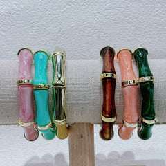 European And American Bamboo Tube Beads Women's Fashion Colored Beads Acrylic Bracelet - Otaj Gifts