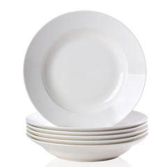 9.5 Inch Pure White Soup Plate, Dinner Plate 6 Pieces - Otaj Gifts