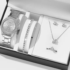 Women's Three-eye Quartz Diamond-embedded Watch - Otaj Gifts
