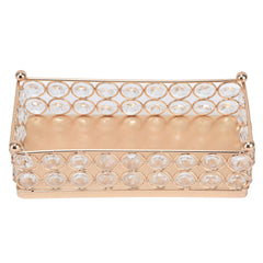 Cake Display Stand Golden Finish Rectangular Light Weight Exquisite Snacks Desserts Crystal Tray Holder - Otaj Gifts