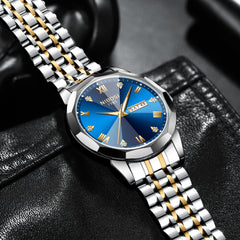Quartz Men's Steel Strap Watch Luminous Waterproof - Otaj Gifts
