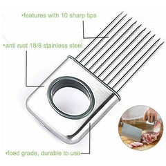 Onion Holder Slicer Vegetable tools Tomato Cutter Stainless Steel Kitchen Gadget - Otaj Gifts