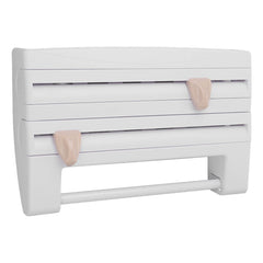 Cling Film Holder Wall Mount Multifunctional Cling Film Cutter with Screws for Kitchen White - Otaj Gifts