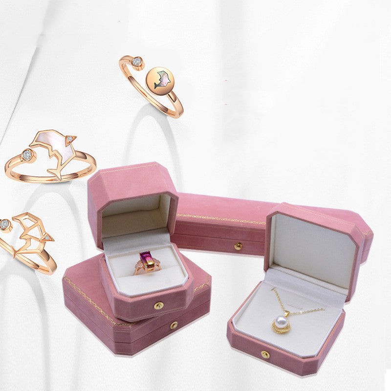 Wedding Jewelry Octagon Proposal Diamond Ring Necklace Stud Earrings Storage Box - Otaj Gifts